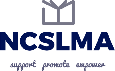 NCLMSA logo with image of open book over NCSLMA and the words support, promote, and empower under NCSLMA