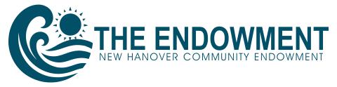 Circular teal wave with a sun and the words The Endowment - New Hanover Community Endowment
