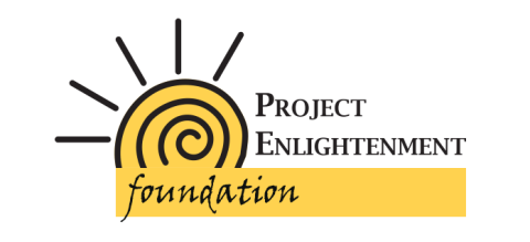 A spiral sun representing growth and discovery with the words Project Enlightenment beside it and the word Foundation below it as if it's supporting the rest.