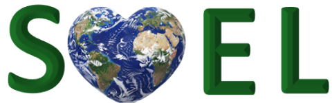 Acronym SOEL with O represented as the earth in a heart shape
