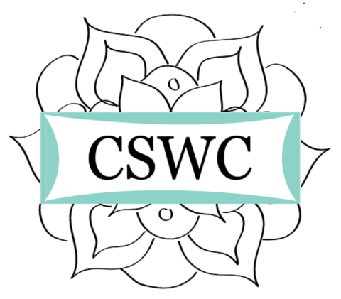 clear mandala with text CSWC centered inside a label