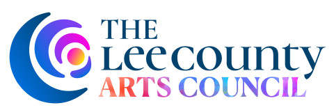 Rainbow circular icon with the text The Lee County Arts Council