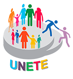 The UNETE logo represents unity, diversity, and collaboration. The colorful figures surrounding the globe reflect the organization's commitment to bringing communities together to promote health, education, self-advocacy, and wellness.