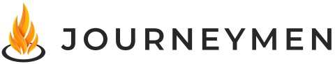 Red and yellow fire logo with black text: “Journeymen”