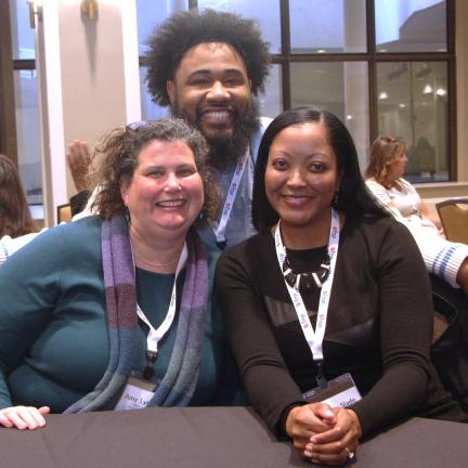 Participants pausing to take a photo during the conference.